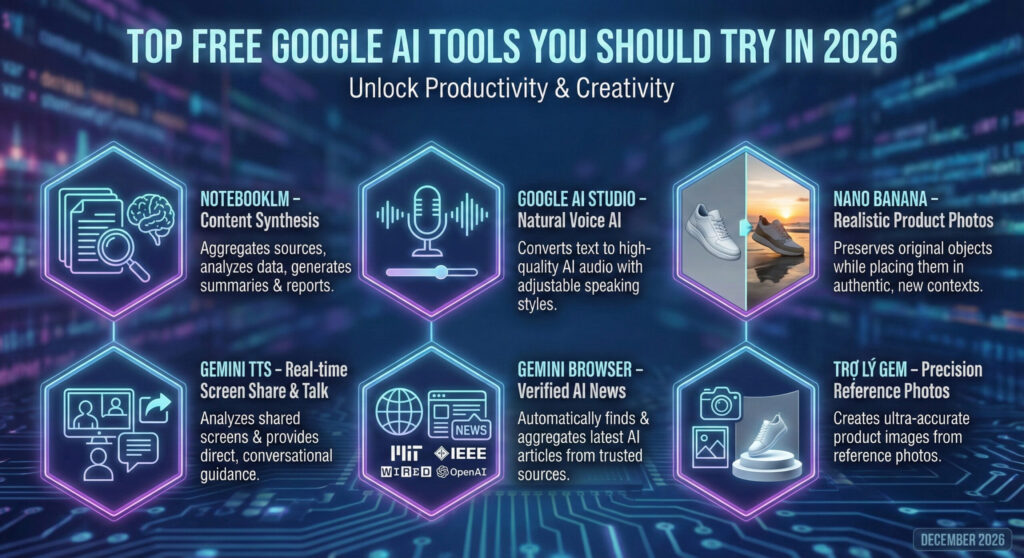 Top các công cụ Google AI miễn phí bạn nên thử năm 2026
