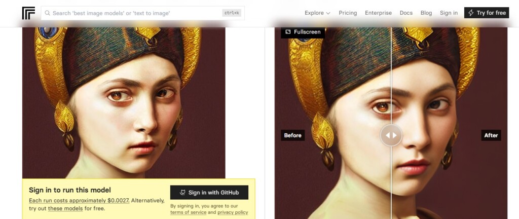 GFP-GAN (thông qua Replicate hoặc HuggingFace)