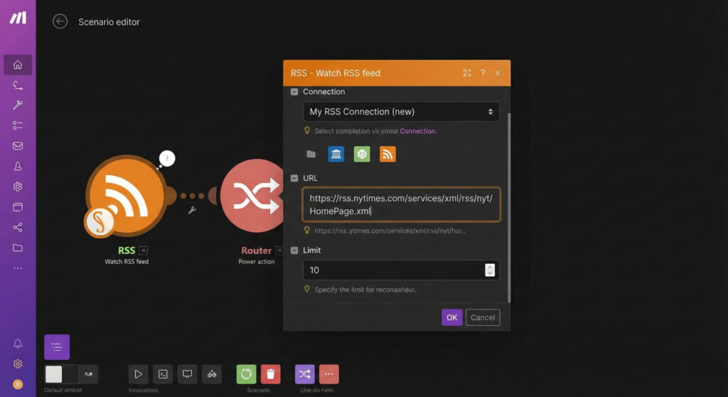 Thiết lập Trình kích hoạt (RSS Feed)